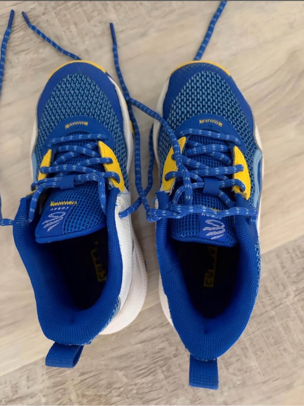 Under Armour Blue and Yellow Kids Running Sneakers